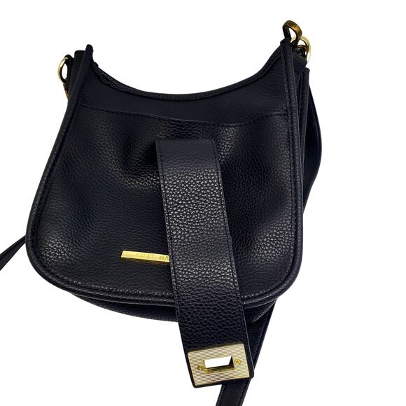 Steve Madden Black Pebbled Crossbody Bag Adjustable Strap Purse Shoulder Satchel - Picture 8 of 9
